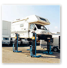 Wohnmobil-Hebebühne mit unseren Radgreifern